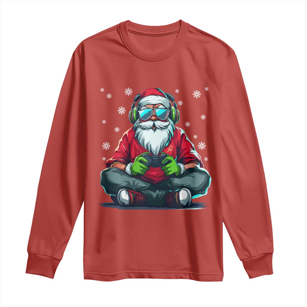 Funny Christmas Gamer Santa Claus Game Controller Long Sleeve Shirt TS11 Red Print Your Wear