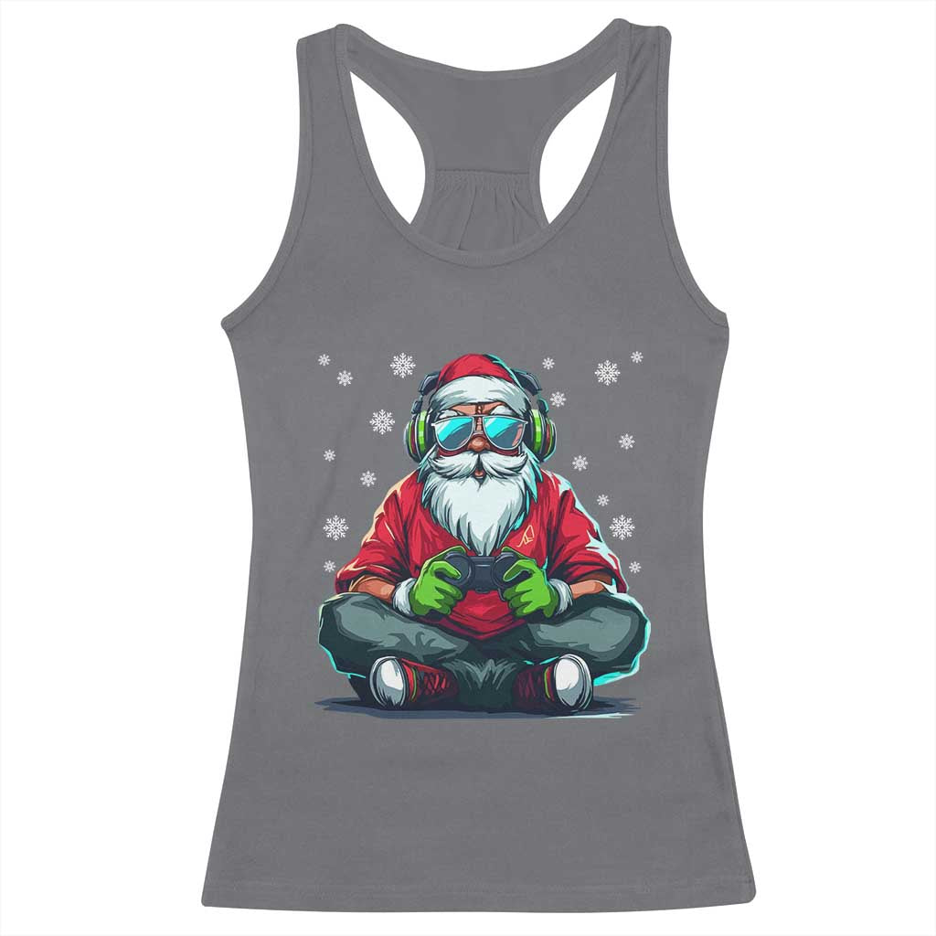 Funny Christmas Gamer Santa Claus Game Controller Racerback Tank Top TS11 Charcoal Print Your Wear