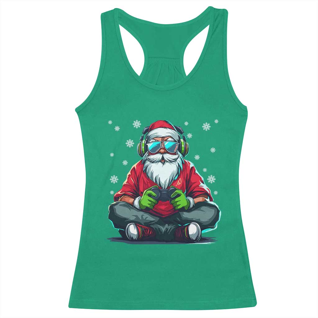 Funny Christmas Gamer Santa Claus Game Controller Racerback Tank Top TS11 Irish Green Print Your Wear