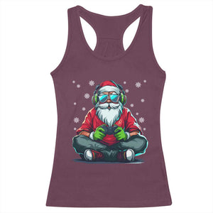 Funny Christmas Gamer Santa Claus Game Controller Racerback Tank Top TS11 Maroon Print Your Wear