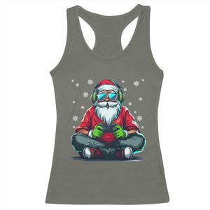 Funny Christmas Gamer Santa Claus Game Controller Racerback Tank Top TS11 Military Green Print Your Wear