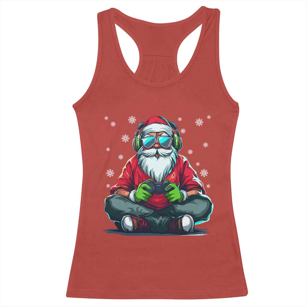 Funny Christmas Gamer Santa Claus Game Controller Racerback Tank Top TS11 Red Print Your Wear