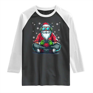 Funny Christmas Gamer Santa Claus Game Controller Raglan Shirt TS11 Black White Print Your Wear