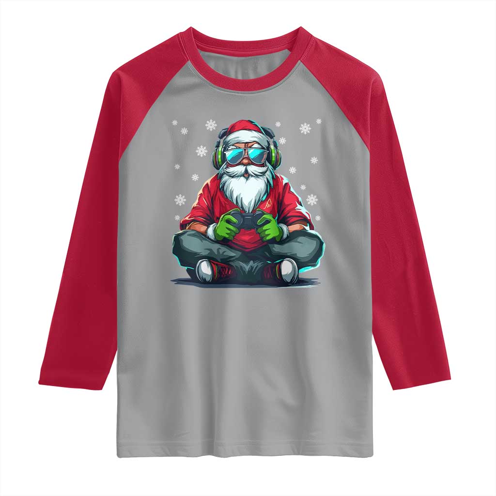 Funny Christmas Gamer Santa Claus Game Controller Raglan Shirt TS11 Sport Gray Red Print Your Wear