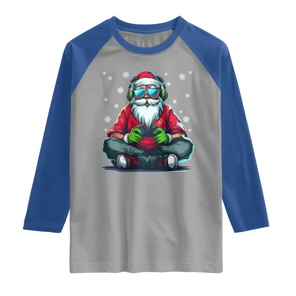 Funny Christmas Gamer Santa Claus Game Controller Raglan Shirt TS11 Sport Gray Royal Print Your Wear
