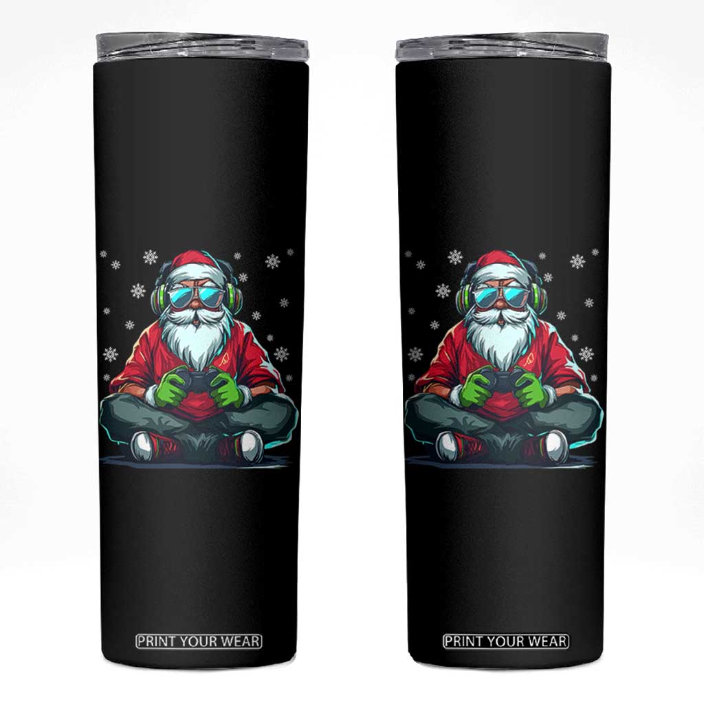 Funny Christmas Gamer Santa Claus Game Controller Skinny Tumbler TS11 Black Print Your Wear
