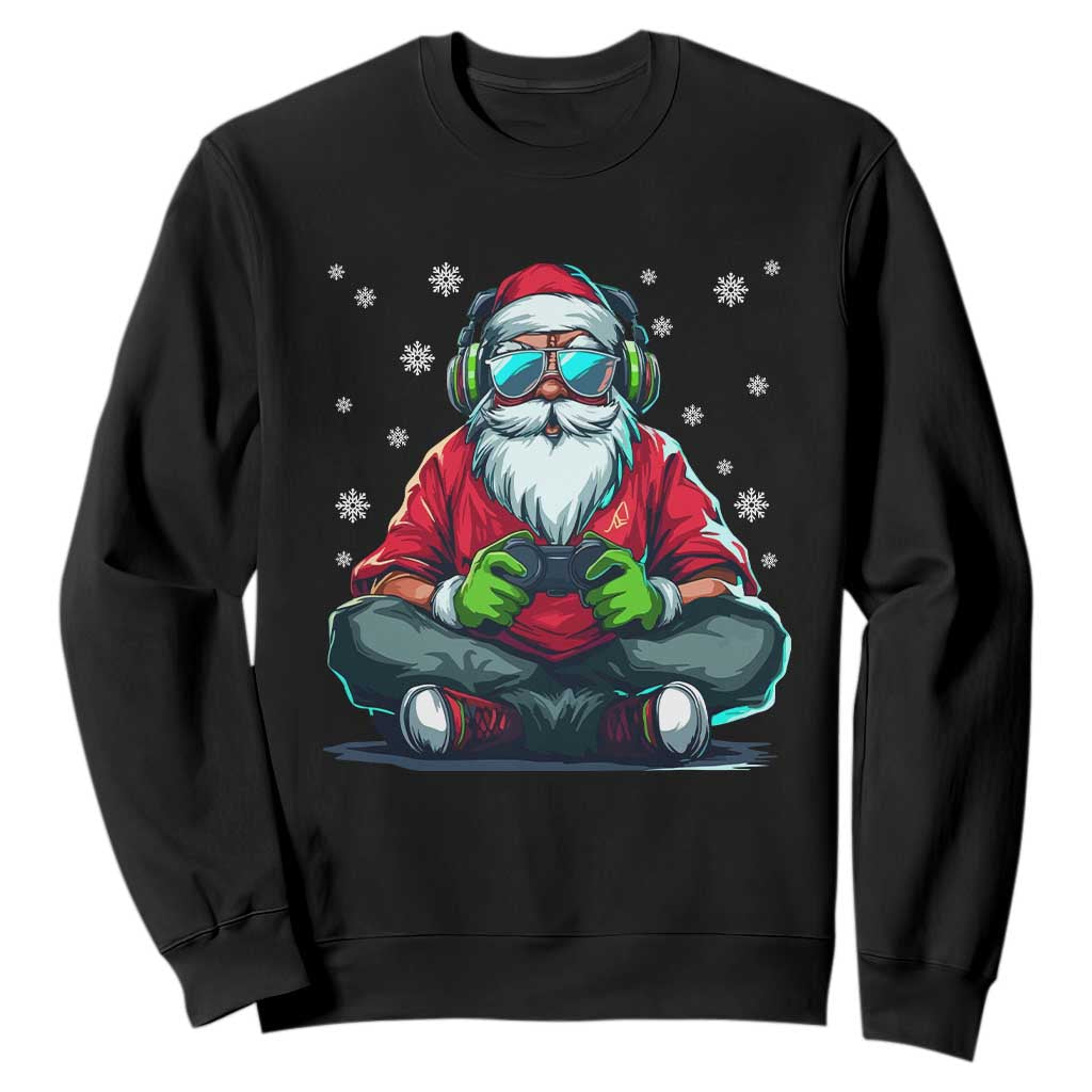 Funny Christmas Gamer Santa Claus Game Controller Sweatshirt TS11 Black Print Your Wear