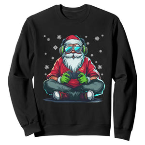 Funny Christmas Gamer Santa Claus Game Controller Sweatshirt TS11 Black Print Your Wear