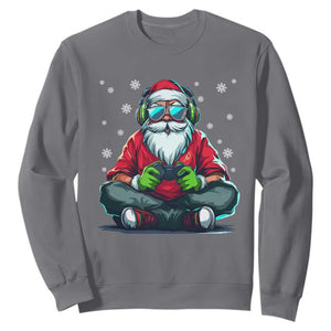 Funny Christmas Gamer Santa Claus Game Controller Sweatshirt TS11 Charcoal Print Your Wear