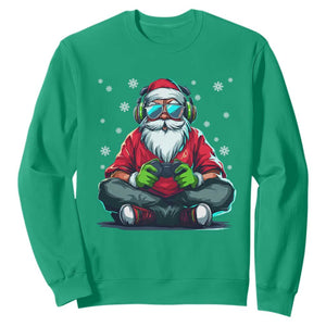 Funny Christmas Gamer Santa Claus Game Controller Sweatshirt TS11 Irish Green Print Your Wear