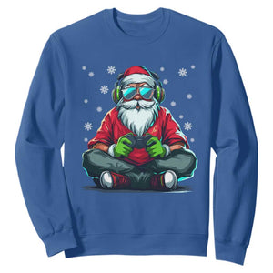 Funny Christmas Gamer Santa Claus Game Controller Sweatshirt TS11 Royal Blue Print Your Wear
