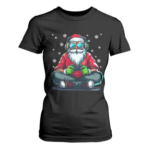 Funny Christmas Gamer Santa Claus Game Controller T Shirt For Women TS11 Black Print Your Wear