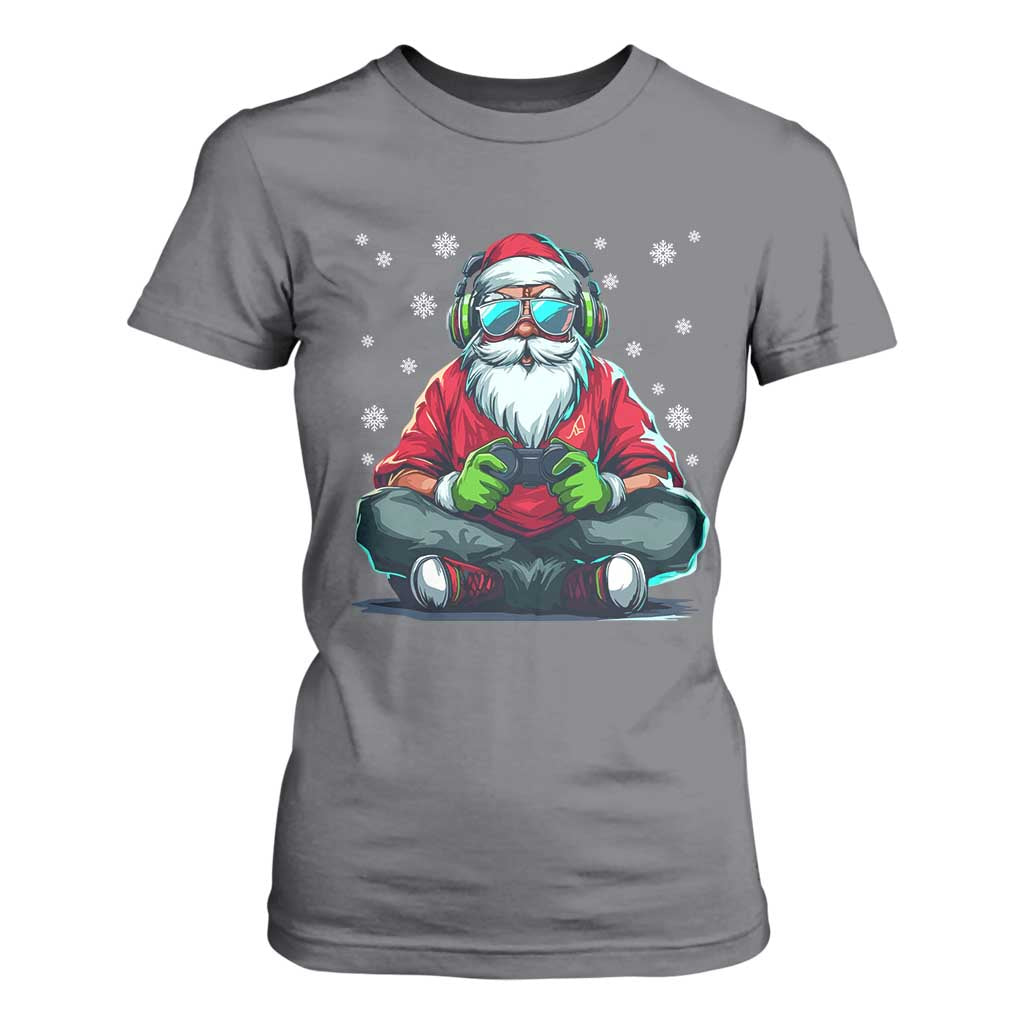 Funny Christmas Gamer Santa Claus Game Controller T Shirt For Women TS11 Charcoal Print Your Wear