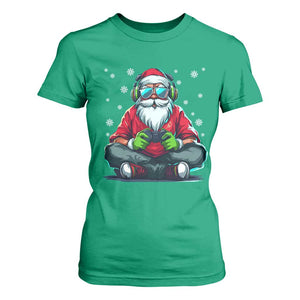 Funny Christmas Gamer Santa Claus Game Controller T Shirt For Women TS11 Irish Green Print Your Wear