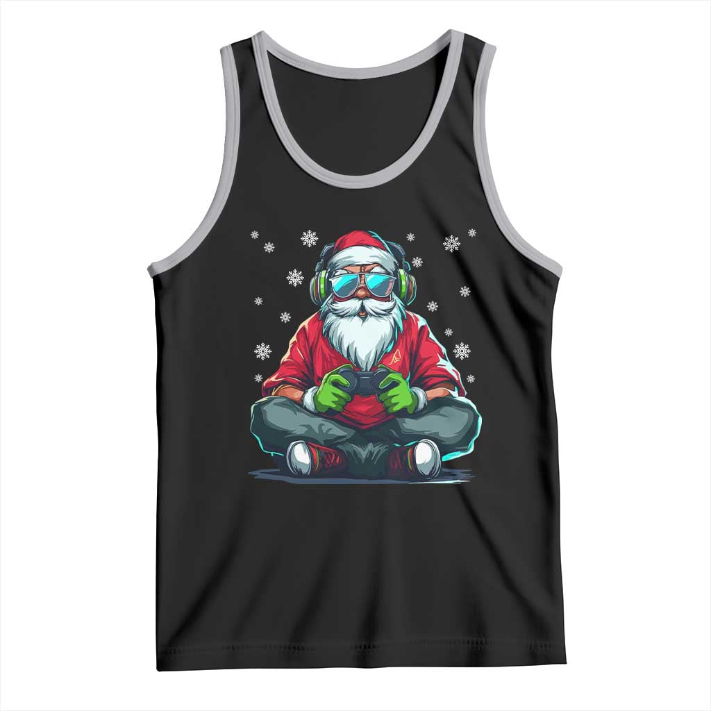 Funny Christmas Gamer Santa Claus Game Controller Tank Top TS11 Black Athletic Heather Print Your Wear