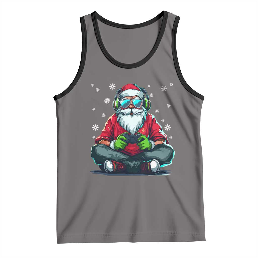 Funny Christmas Gamer Santa Claus Game Controller Tank Top TS11 Deep Heather Black Print Your Wear