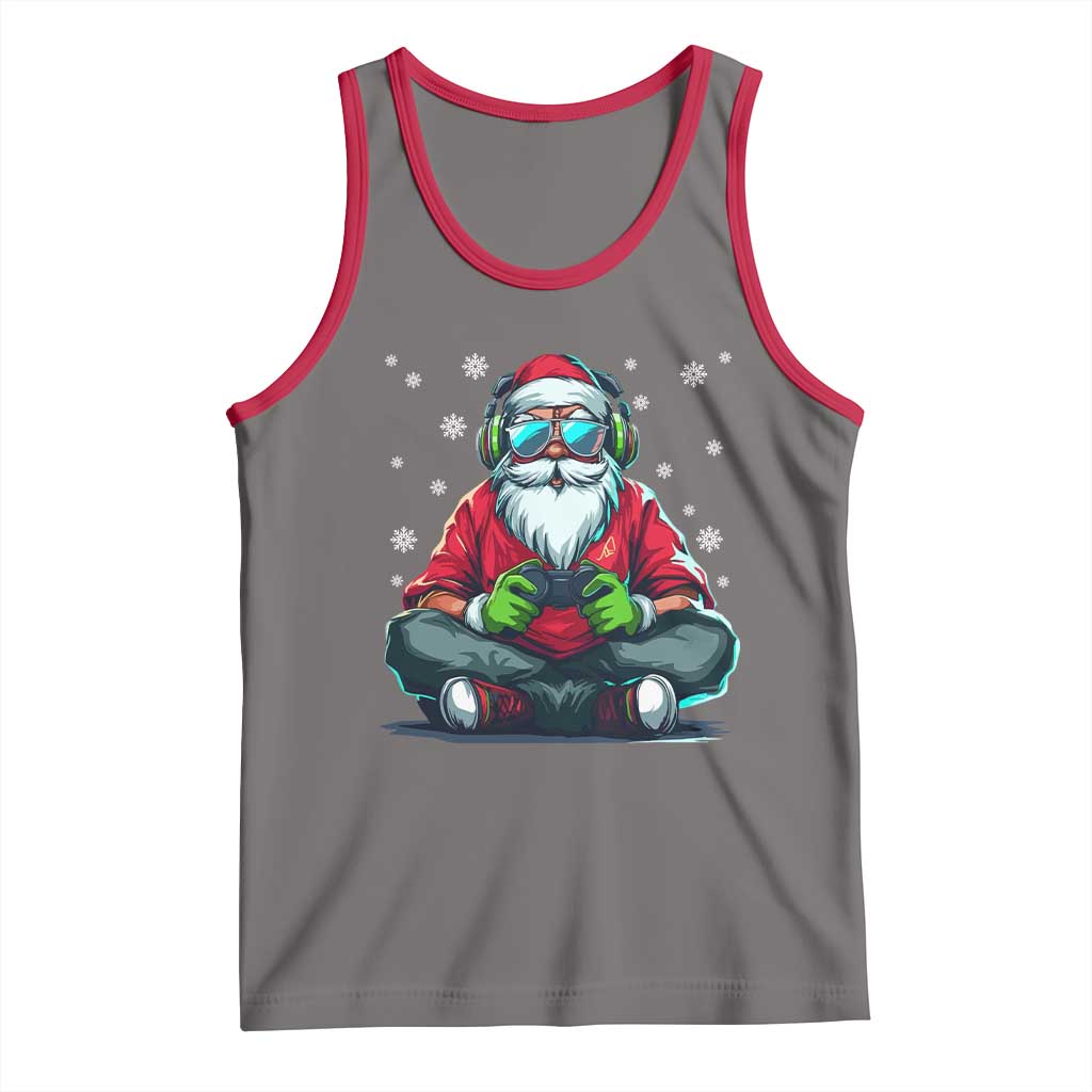 Funny Christmas Gamer Santa Claus Game Controller Tank Top TS11 Deep Heather Red Print Your Wear