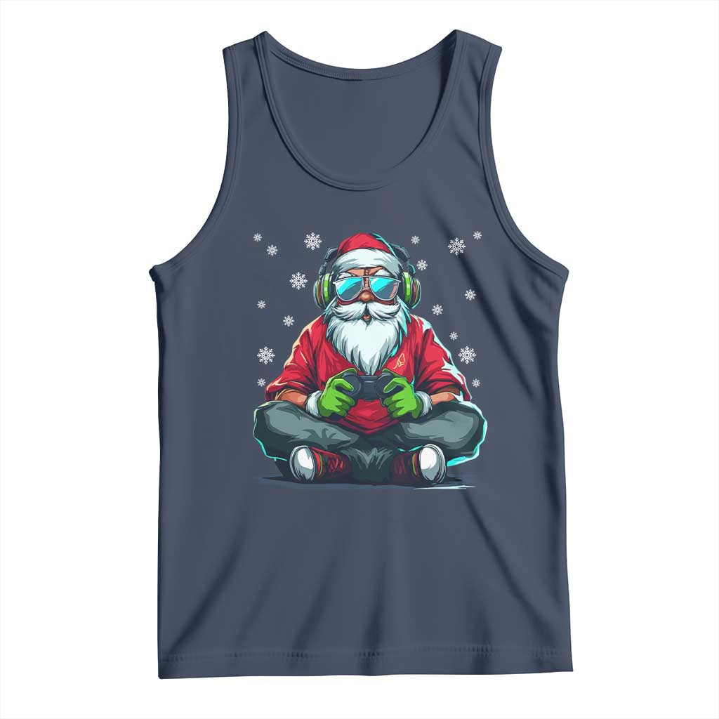 Funny Christmas Gamer Santa Claus Game Controller Tank Top TS11 Navy Print Your Wear