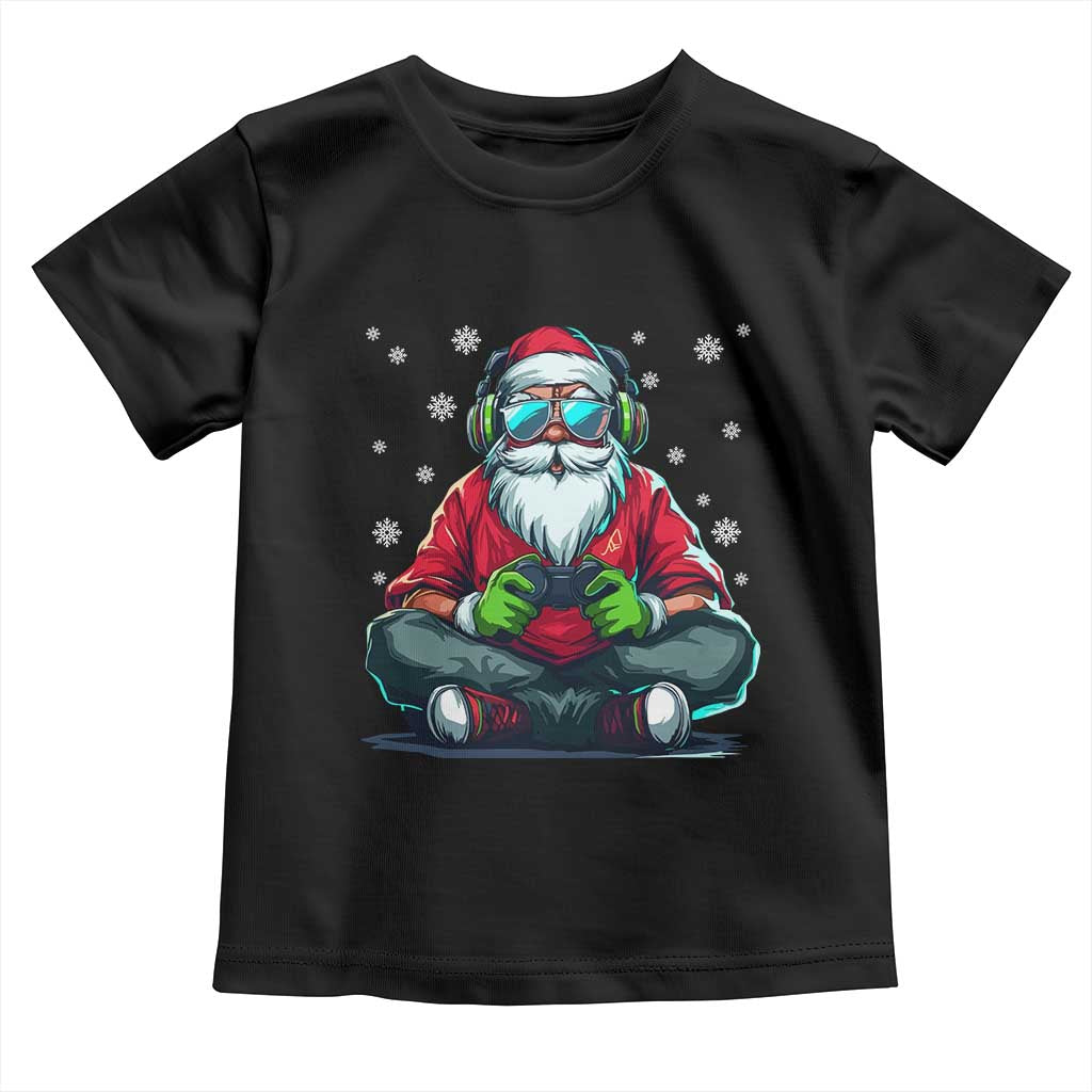 Funny Christmas Gamer Santa Claus Game Controller Toddler T Shirt TS11 Black Print Your Wear