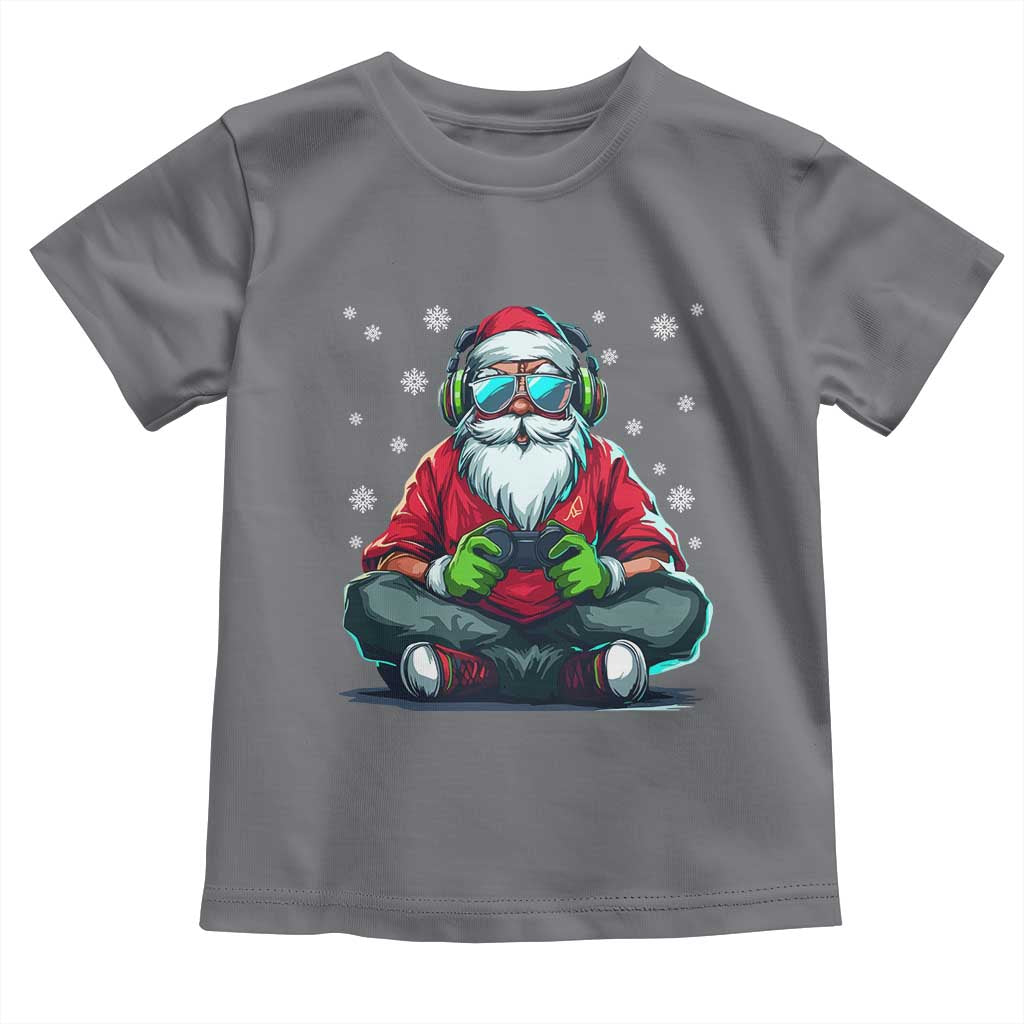 Funny Christmas Gamer Santa Claus Game Controller Toddler T Shirt TS11 Charcoal Print Your Wear