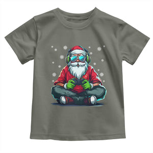 Funny Christmas Gamer Santa Claus Game Controller Toddler T Shirt TS11 Military Green Print Your Wear