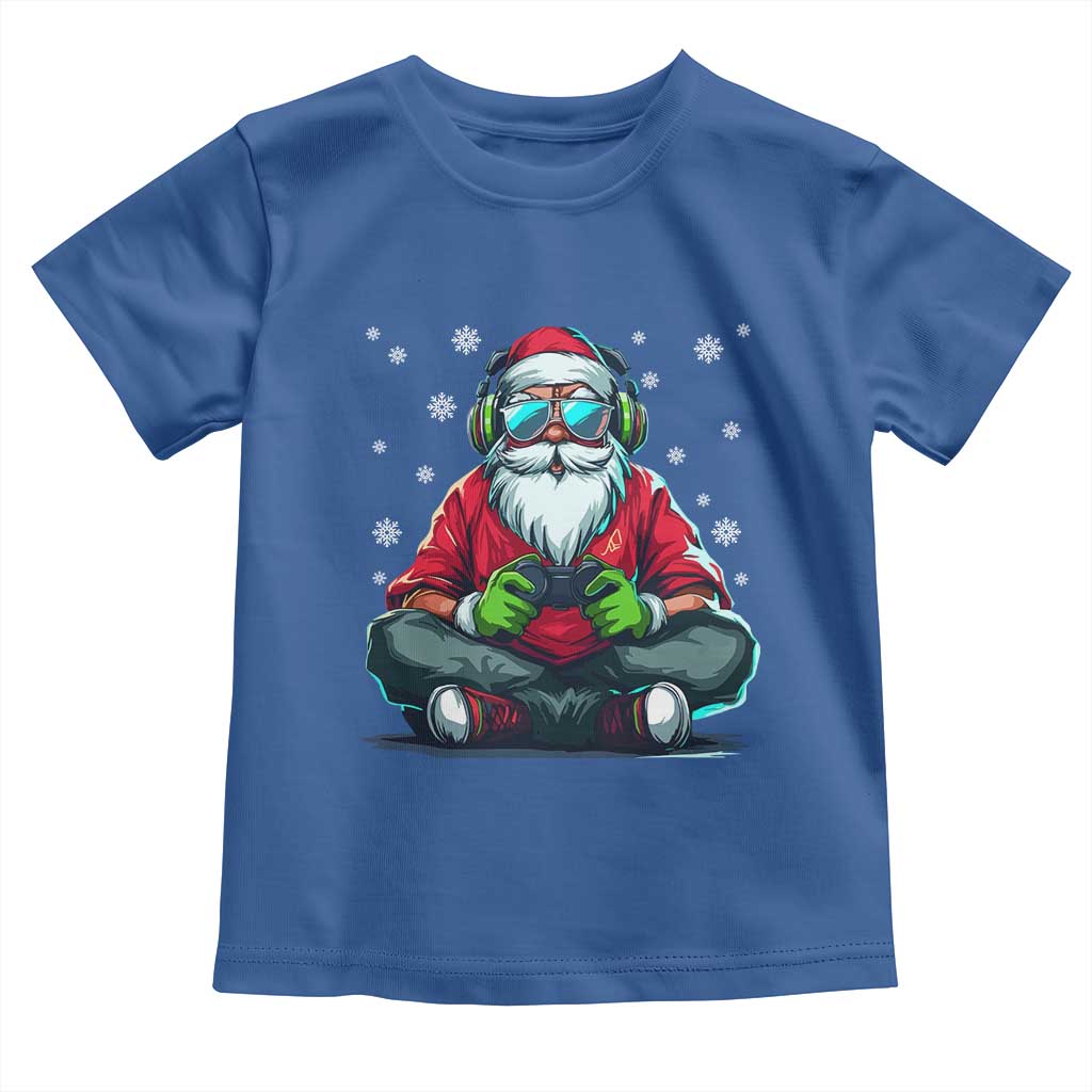 Funny Christmas Gamer Santa Claus Game Controller Toddler T Shirt TS11 Royal Blue Print Your Wear