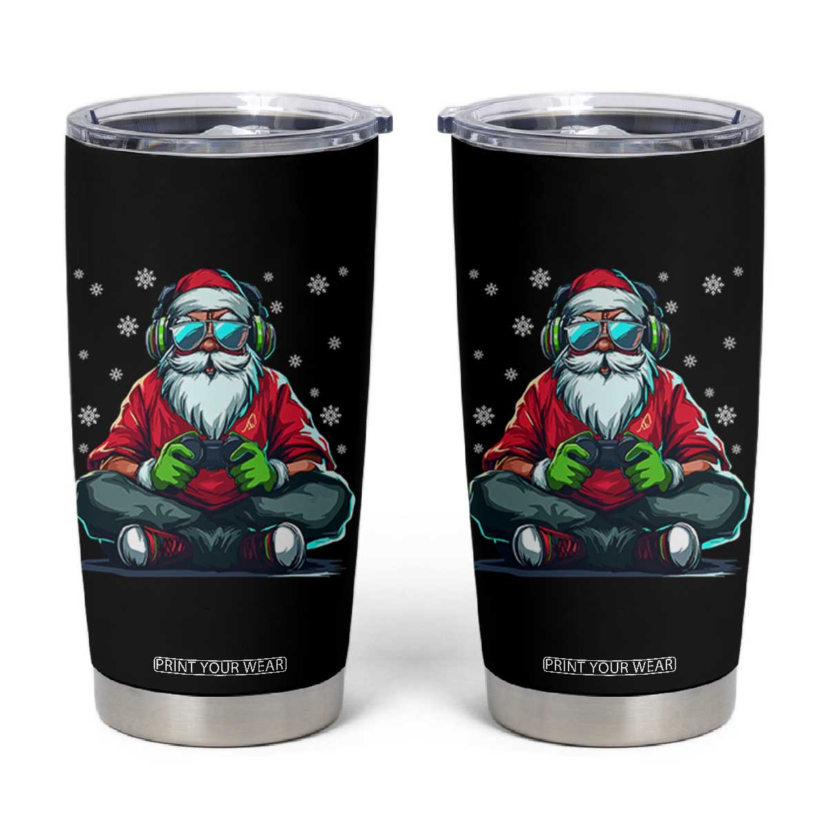 Funny Christmas Gamer Santa Claus Game Controller Tumbler Cup TS11 Black Print Your Wear