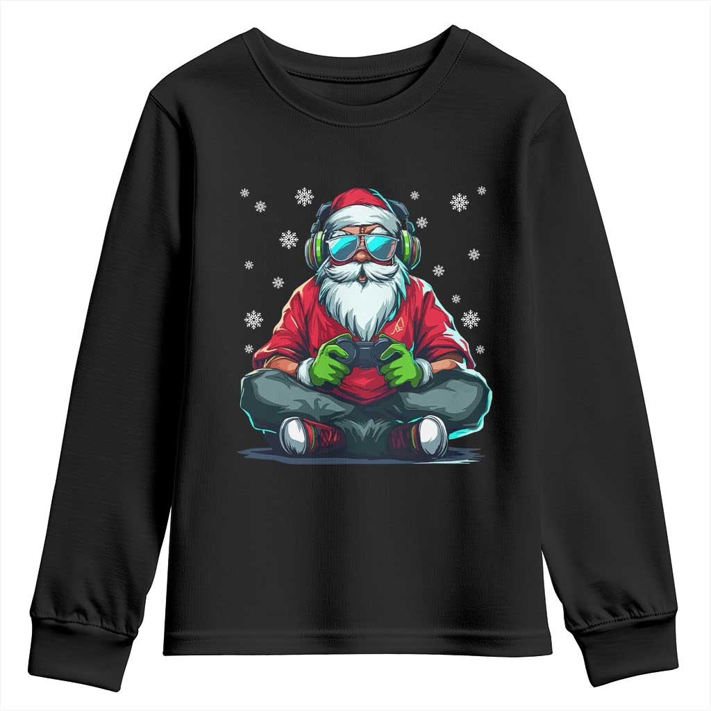 Funny Christmas Gamer Santa Claus Game Controller Youth Sweatshirt TS11 Black Print Your Wear