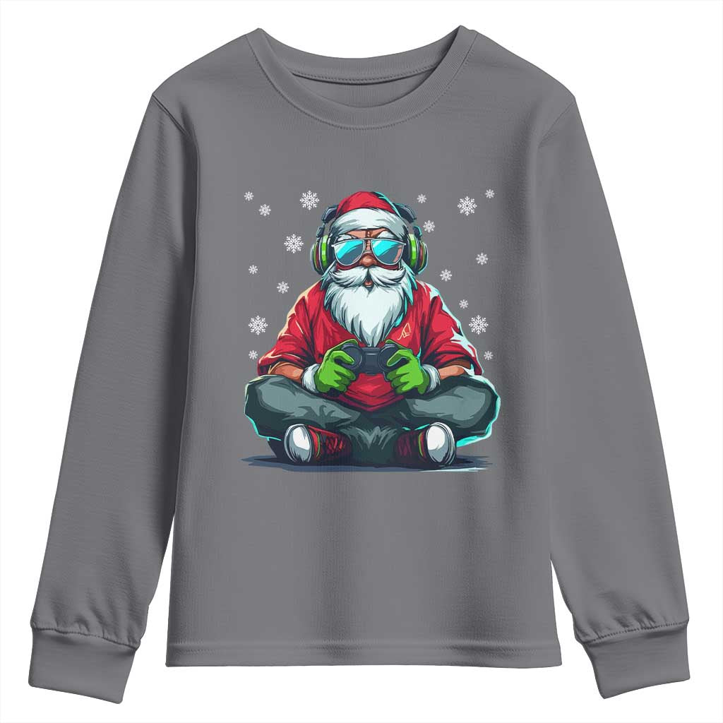 Funny Christmas Gamer Santa Claus Game Controller Youth Sweatshirt TS11 Charcoal Print Your Wear