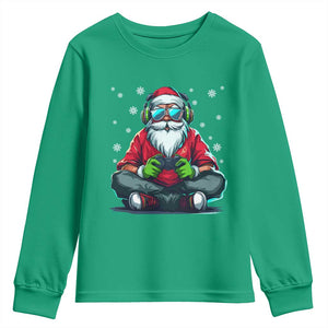 Funny Christmas Gamer Santa Claus Game Controller Youth Sweatshirt TS11 Irish Green Print Your Wear