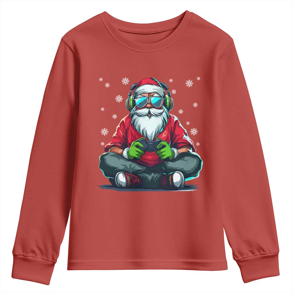 Funny Christmas Gamer Santa Claus Game Controller Youth Sweatshirt TS11 Red Print Your Wear