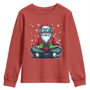 Funny Christmas Gamer Santa Claus Game Controller Youth Sweatshirt TS11 Red Print Your Wear