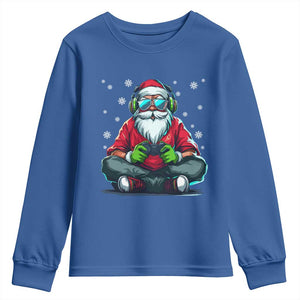 Funny Christmas Gamer Santa Claus Game Controller Youth Sweatshirt TS11 Royal Blue Print Your Wear