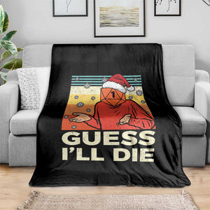 Funny Christmas Rpg Gamer Throw Blanket Guess l Will Die Retro Dice Santa Hat TS11 Print Your Wear