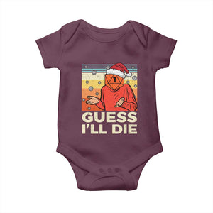 Funny Christmas Rpg Gamer Baby Onesie Guess l Will Die Retro Dice Santa Hat TS11 Maroon Print Your Wear