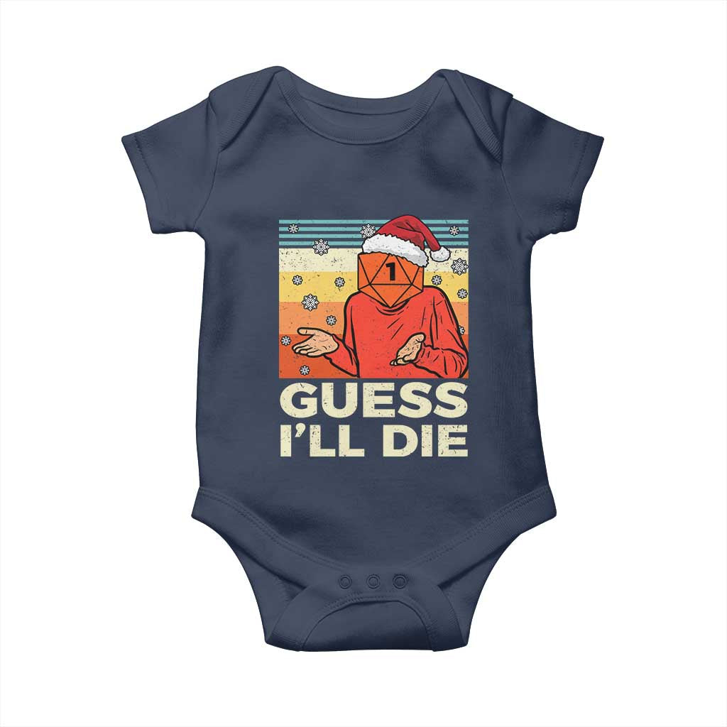 Funny Christmas Rpg Gamer Baby Onesie Guess l Will Die Retro Dice Santa Hat TS11 Navy Print Your Wear