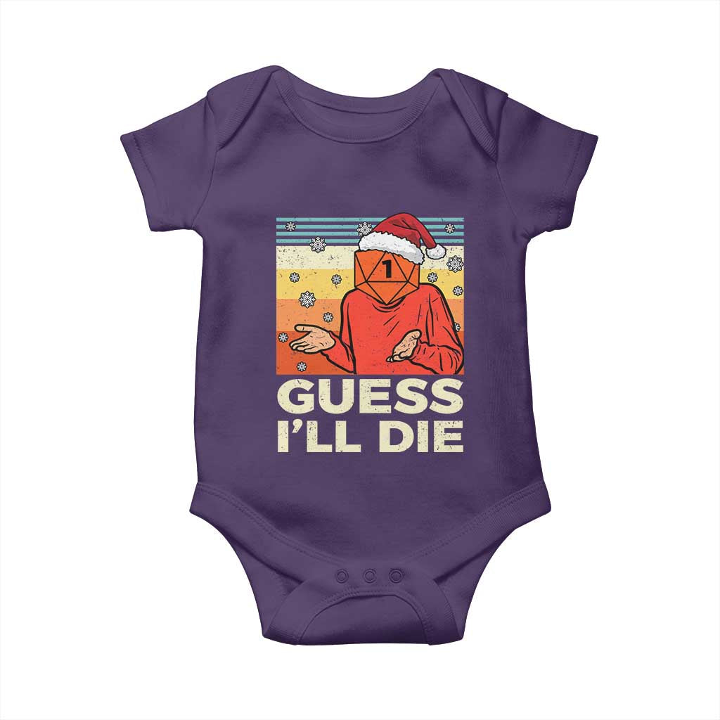 Funny Christmas Rpg Gamer Baby Onesie Guess l Will Die Retro Dice Santa Hat TS11 Purple Print Your Wear
