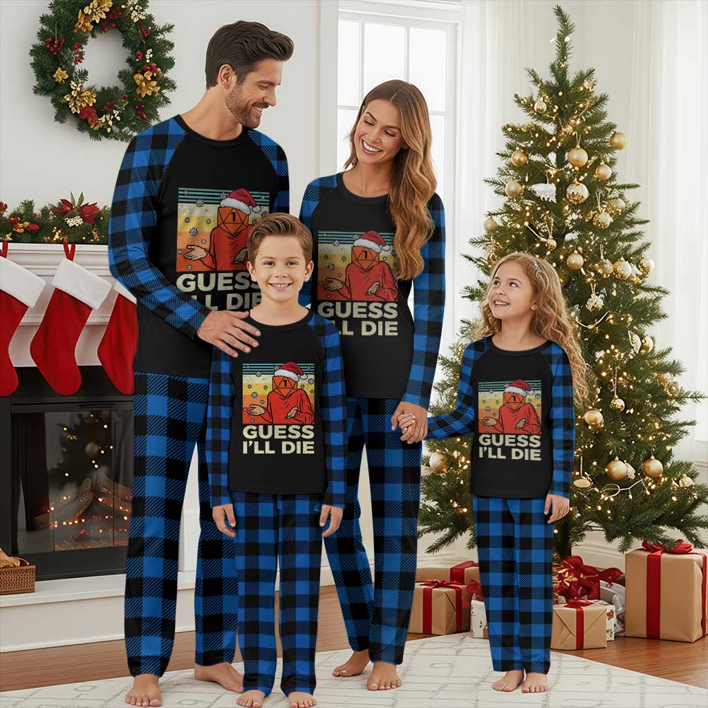 Funny Christmas Rpg Gamer Plaid Pajama Set Guess l Will Die Retro Dice Santa Hat - Print Your Wear
