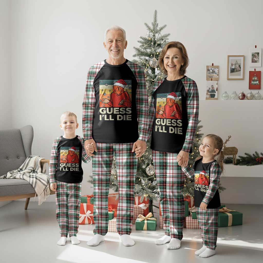 Funny Christmas Rpg Gamer Plaid Pajama Set Guess l Will Die Retro Dice Santa Hat - Print Your Wear