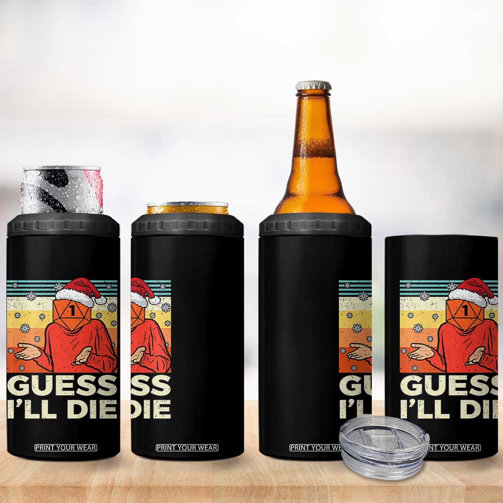 Funny Christmas Rpg Gamer 4 in 1 Can Cooler Tumbler Guess l Will Die Retro Dice Santa Hat TS11 Print Your Wear