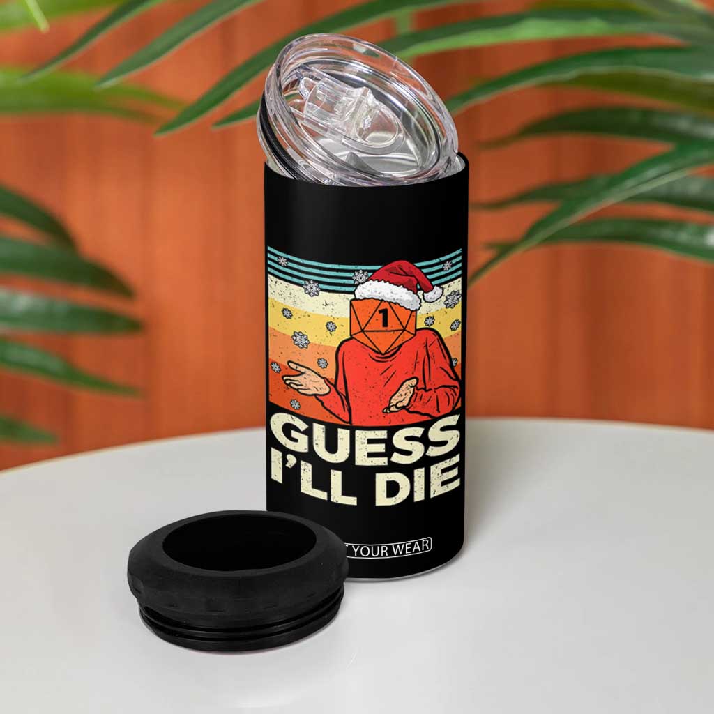Funny Christmas Rpg Gamer 4 in 1 Can Cooler Tumbler Guess l Will Die Retro Dice Santa Hat TS11 Print Your Wear