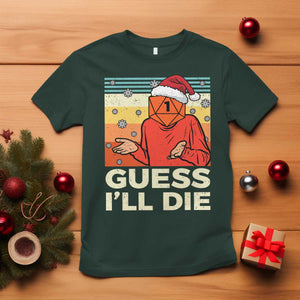 Funny Christmas Rpg Gamer T Shirt Guess l Will Die Retro Dice Santa Hat TS11 Dark Forest Green Print Your Wear