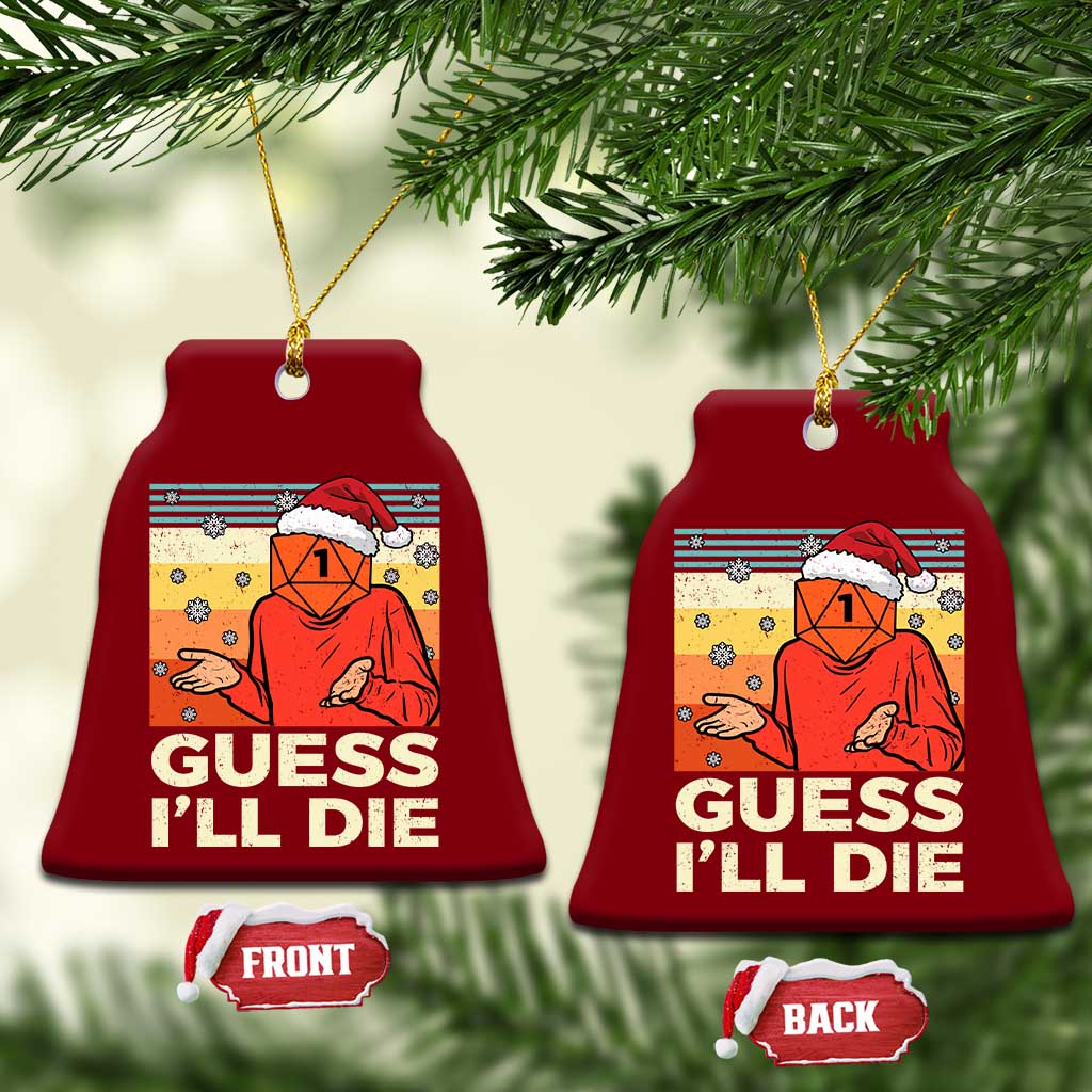 Funny Christmas Rpg Gamer Ceramic Ornament Guess l Will Die Retro Dice Santa Hat TS11 Print Your Wear