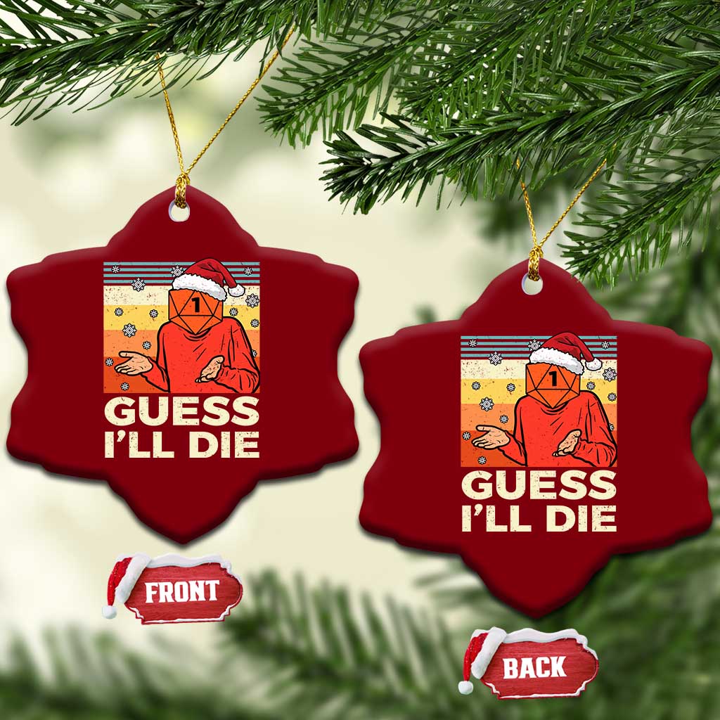 Funny Christmas Rpg Gamer Ceramic Ornament Guess l Will Die Retro Dice Santa Hat TS11 Print Your Wear