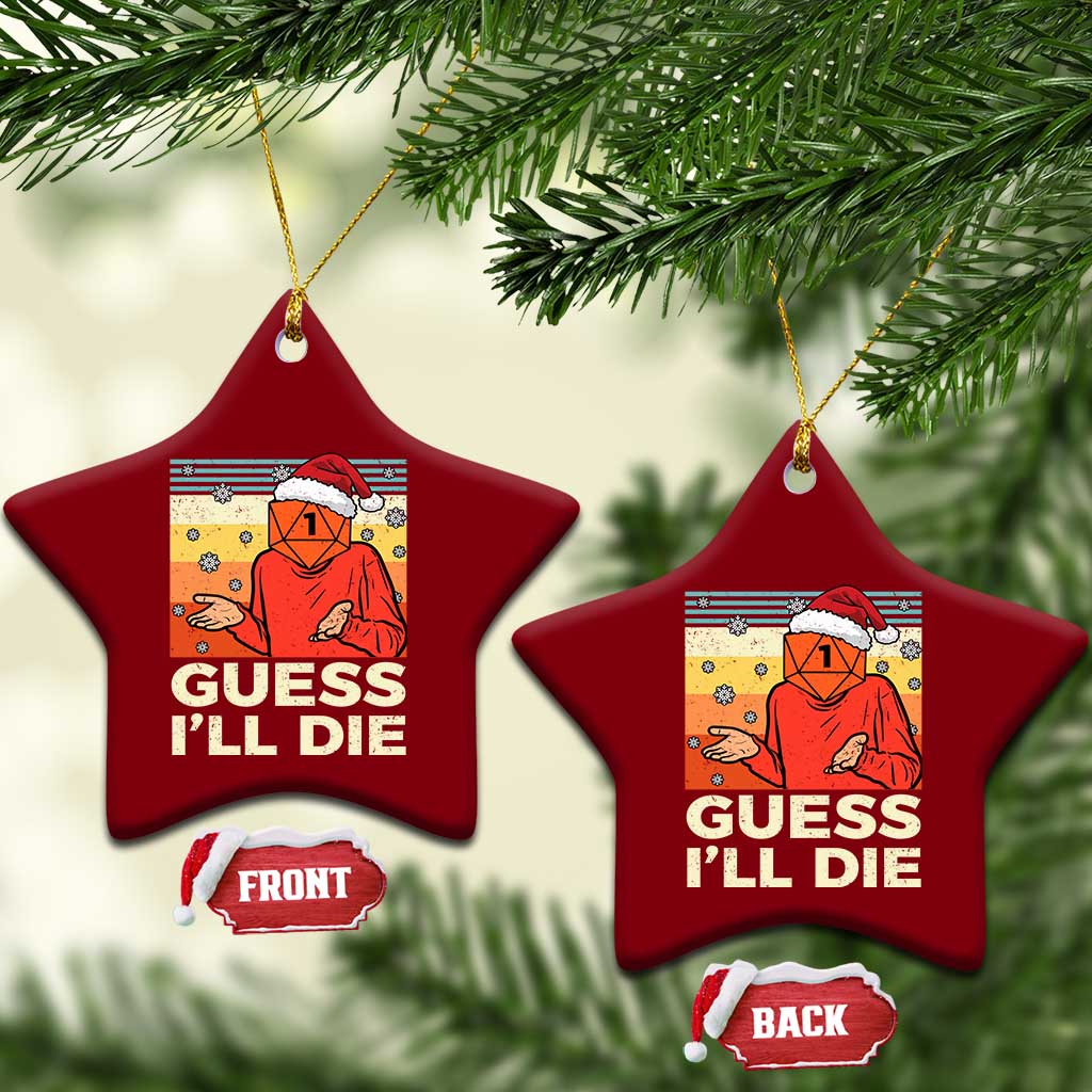 Funny Christmas Rpg Gamer Ceramic Ornament Guess l Will Die Retro Dice Santa Hat TS11 Print Your Wear