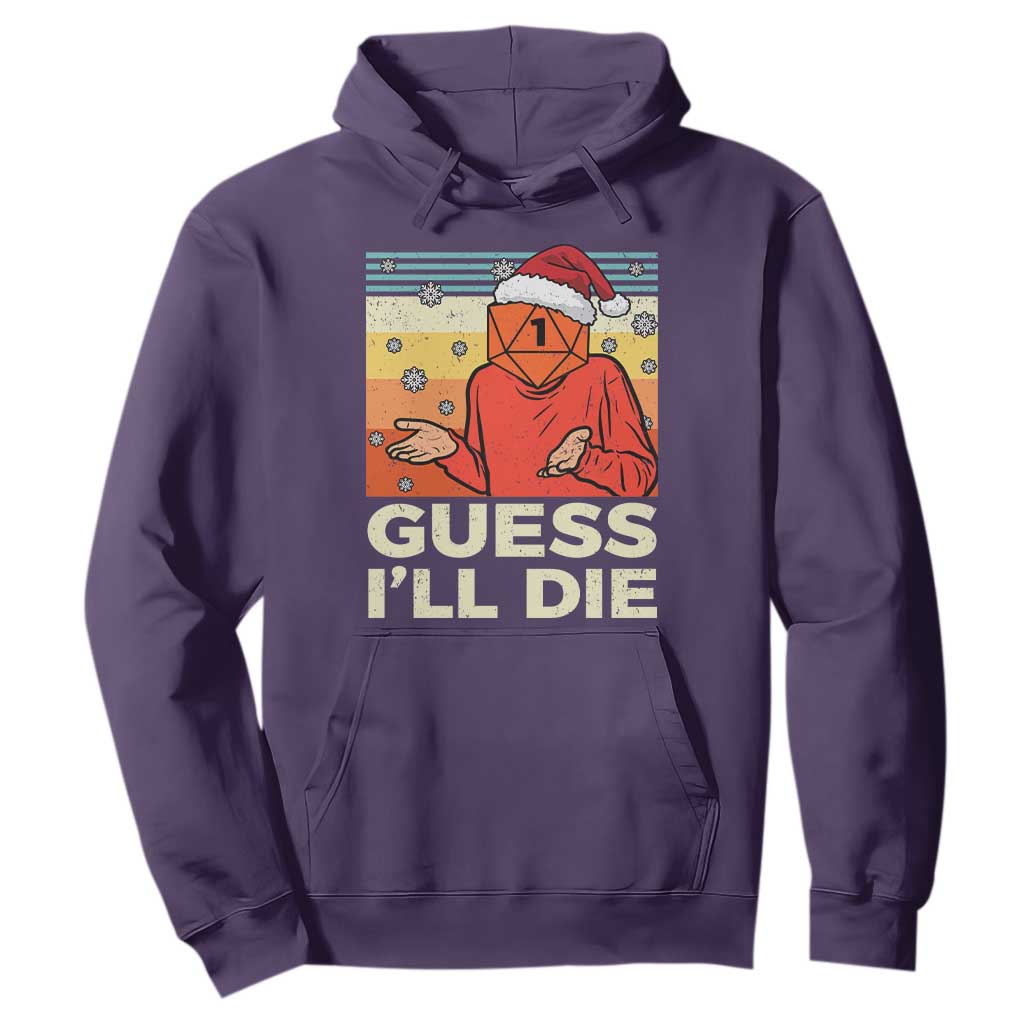 Funny Christmas Rpg Gamer Hoodie Guess l Will Die Retro Dice Santa Hat TS11 Purple Print Your Wear
