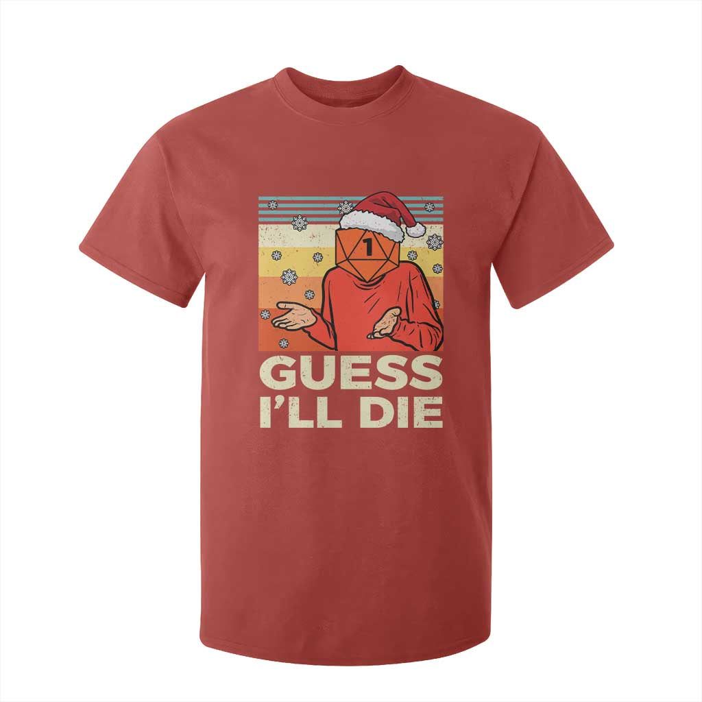 Funny Christmas Rpg Gamer T Shirt For Kid Guess l Will Die Retro Dice Santa Hat TS11 Red Print Your Wear