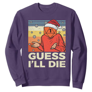 Funny Christmas Rpg Gamer Sweatshirt Guess l Will Die Retro Dice Santa Hat TS11 Purple Print Your Wear
