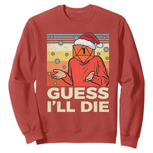 Funny Christmas Rpg Gamer Sweatshirt Guess l Will Die Retro Dice Santa Hat TS11 Red Print Your Wear