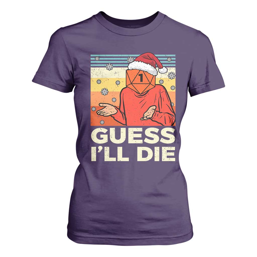Funny Christmas Rpg Gamer T Shirt For Women Guess l Will Die Retro Dice Santa Hat TS11 Purple Print Your Wear